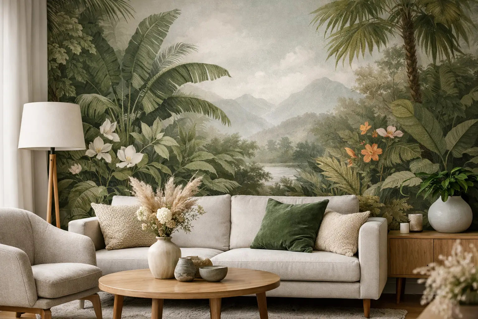 Botanical Wallpaper for Living Room Style