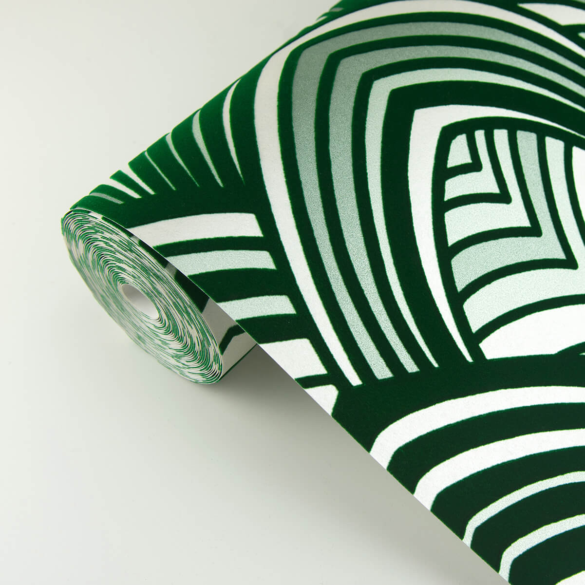 Cabarita Green Art Deco Flocked Leaves Wallpaper 2969-87354/SP87354
