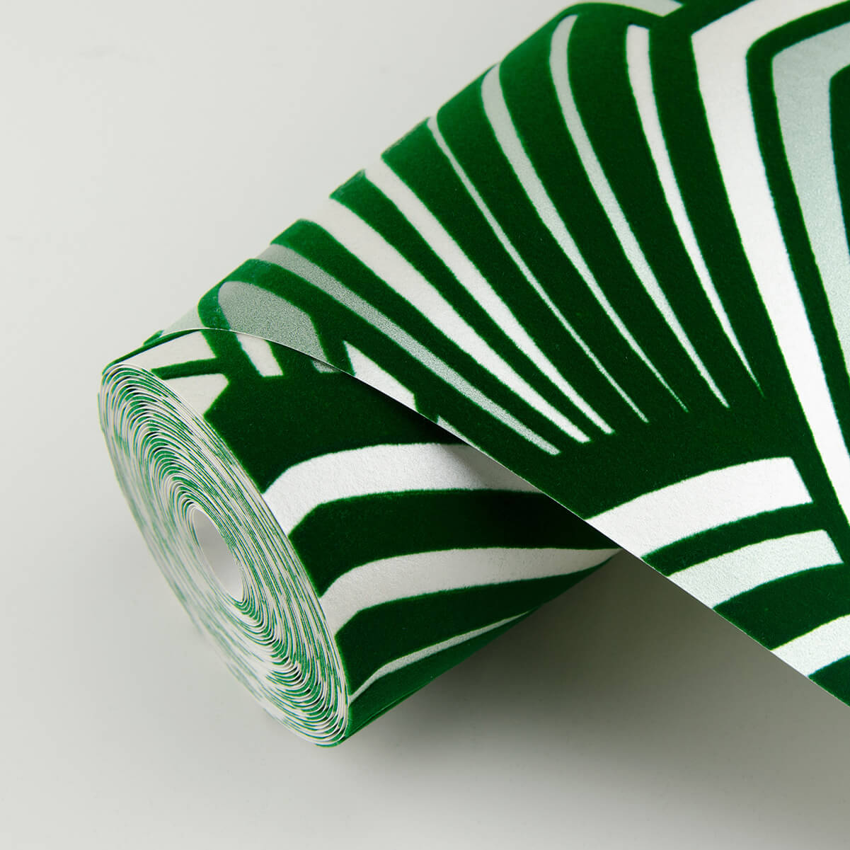 Cabarita Green Art Deco Flocked Leaves Wallpaper 2969-87354/SP87354