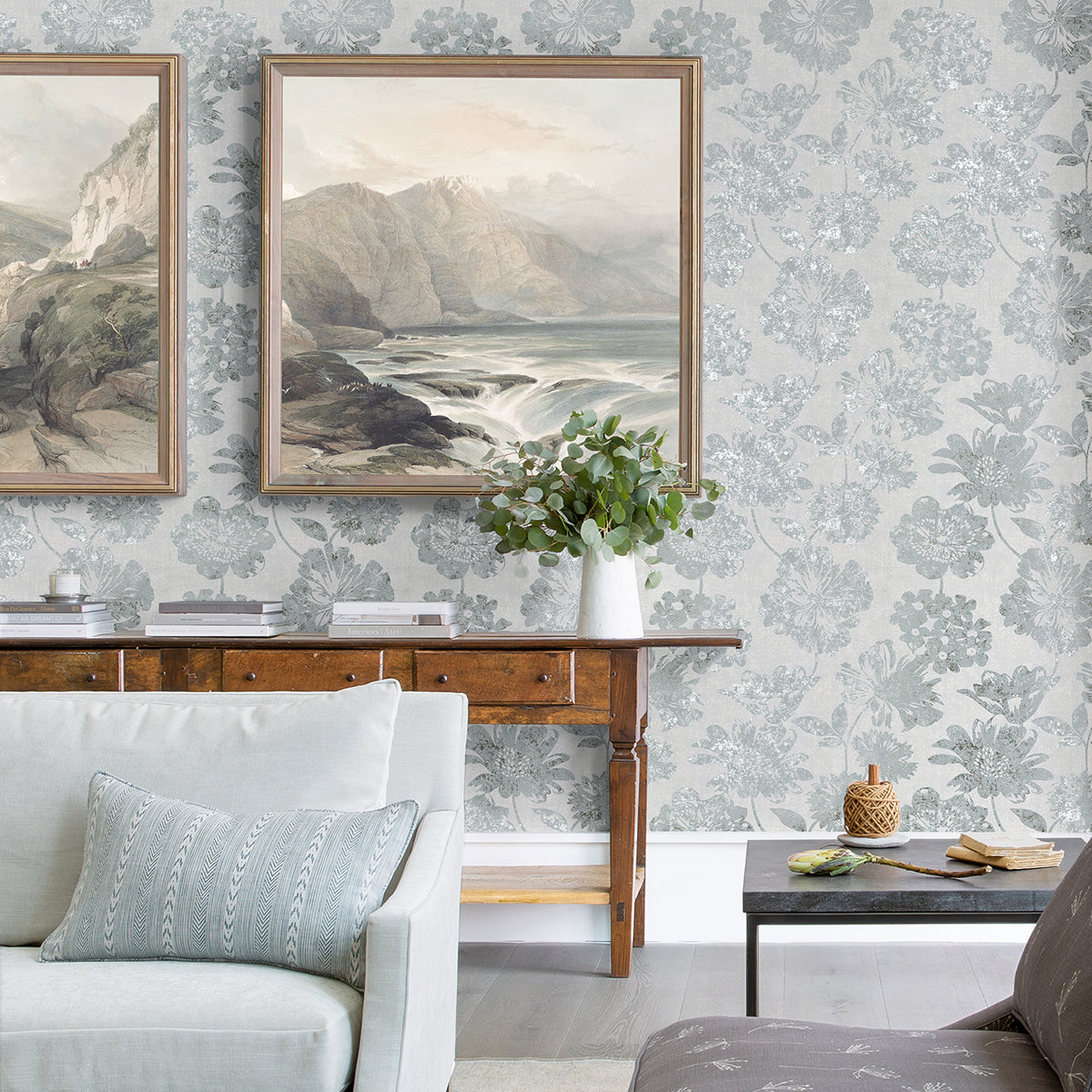 Kala Light Blue Floral Wallpaper AW86458/4019-86458