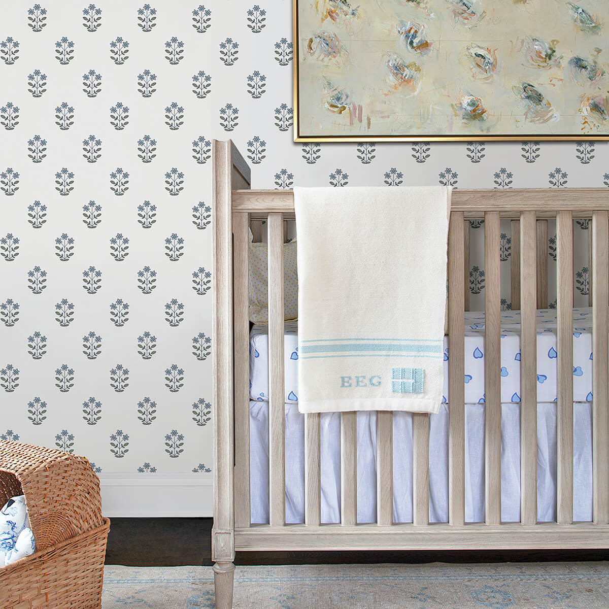 Kit Blue Heather Floral Wallpaper By Erin Gates AST4358