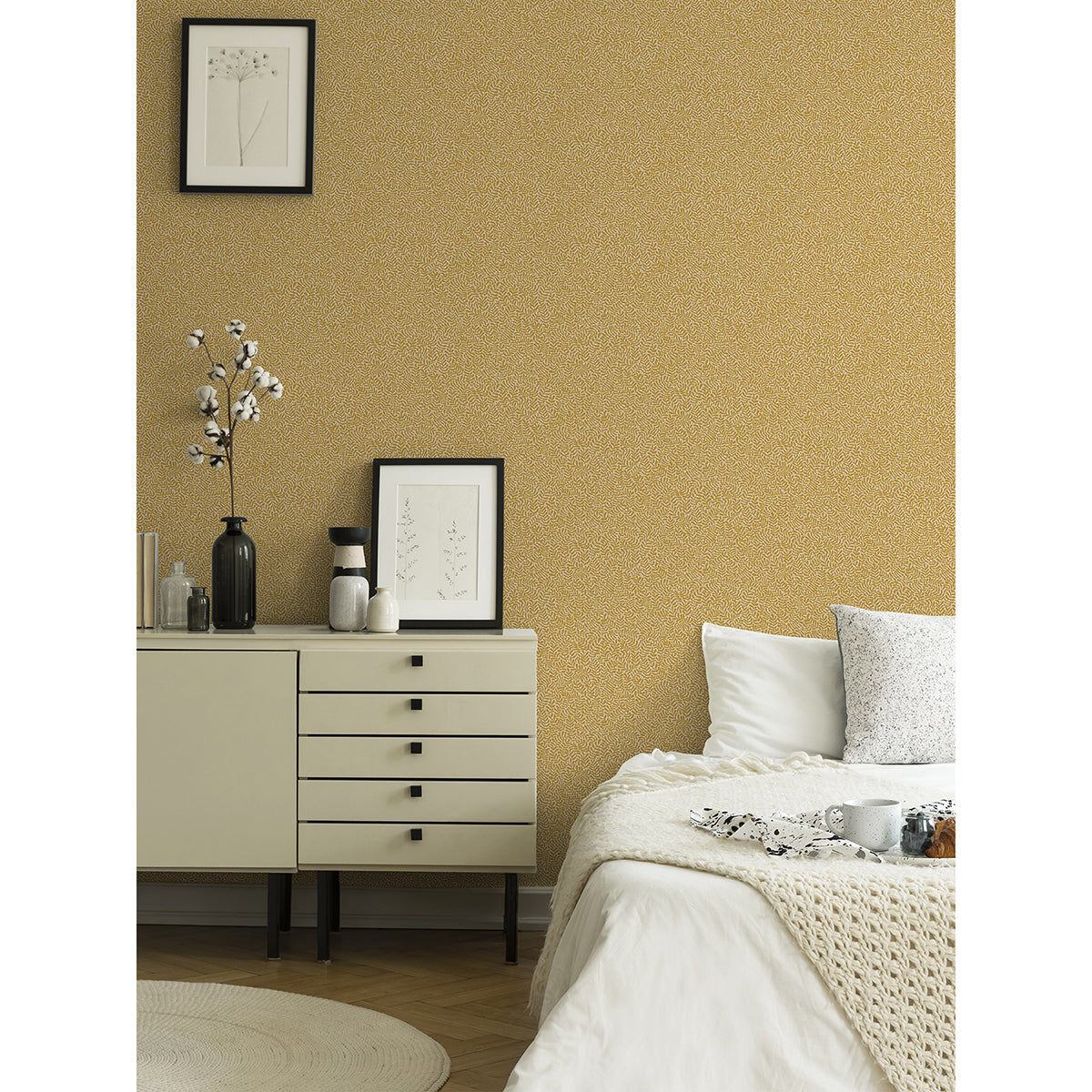 Anna Mustard Fern Trail Wallpaper 2999-55003