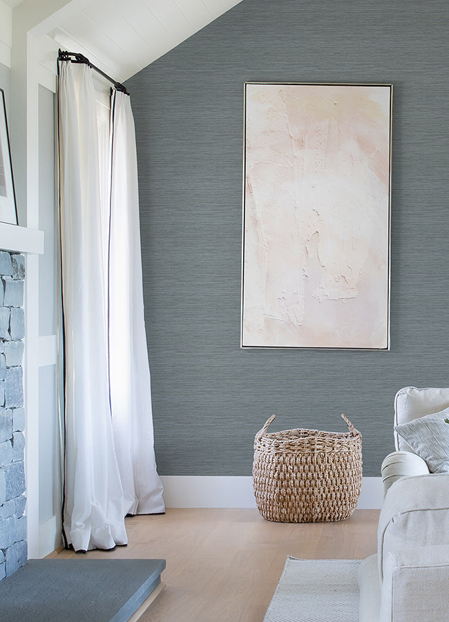 Barnaby Slate Texture faux grasscloth wallpaper FD25963