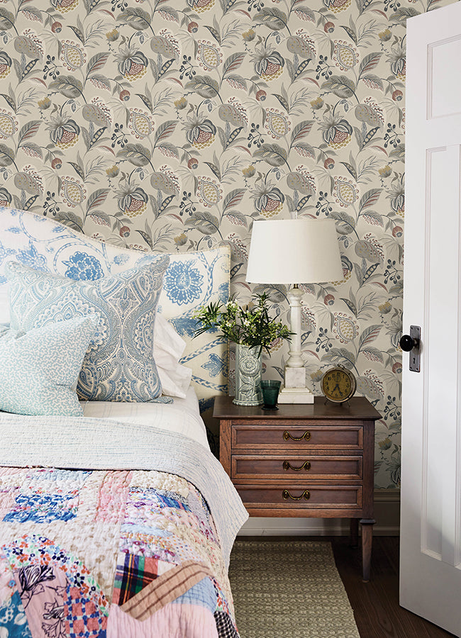 Bohemian Grey Jacobean Wallpaper YK72304