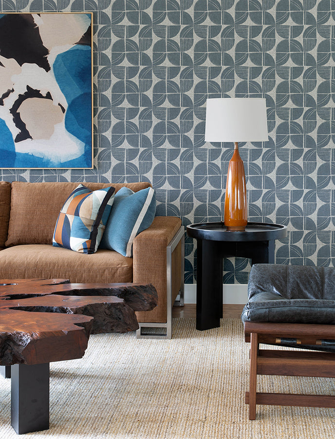 Baxter Denim Semicircle Mosaic Wallpaper FD27112/4141-27112