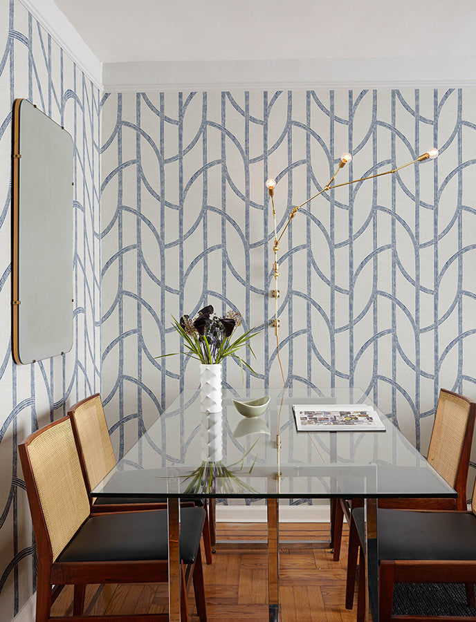 Harlow Indigo Curved Contours Wallpaper FD27142/4141-27142