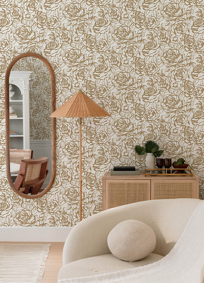 Nelda Gold Rose Wallpaper YK72708