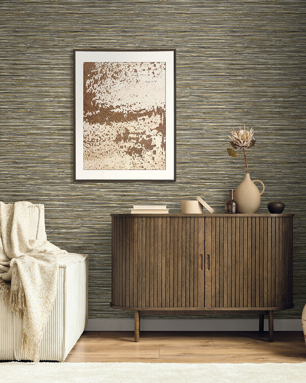 Savanna - Oak Faux Grasscloth Wallpaper EN40006