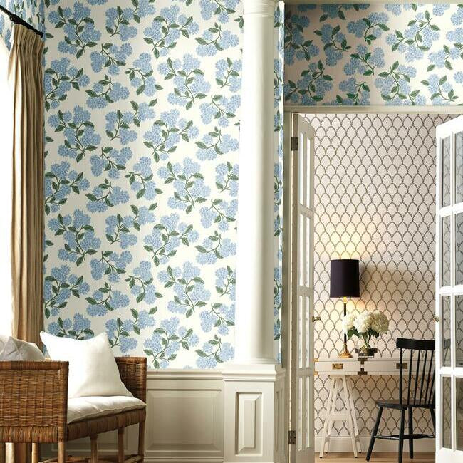 Rifle Paper Co. Hydrangea Wallpaper - Blue & White RI5143