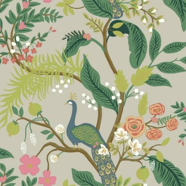 Rifle Paper Co Peacock Wallpaper- Linen RI5171