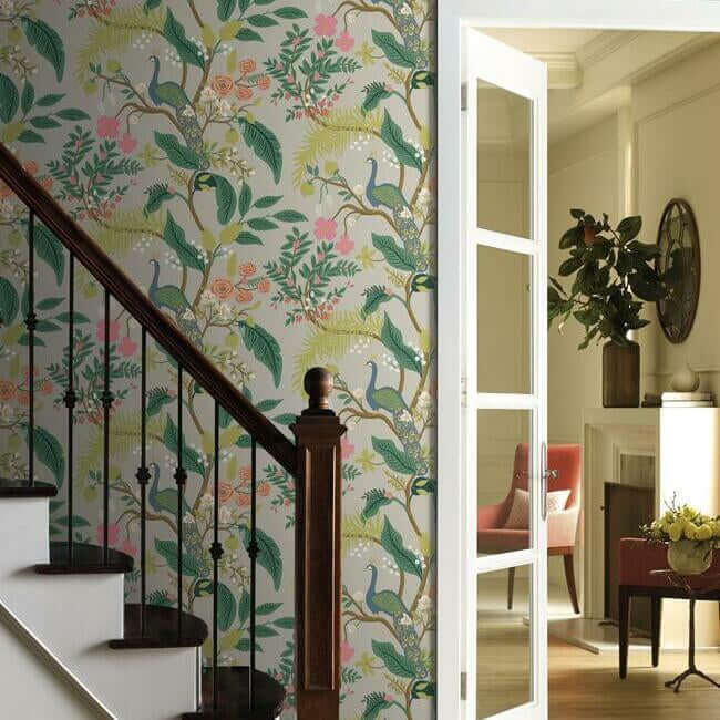 Rifle Paper Co Peacock Wallpaper- Linen RI5171