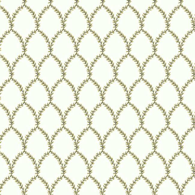 Rifle Paper Co Laurel Wallpaper- Gold & White RI5176