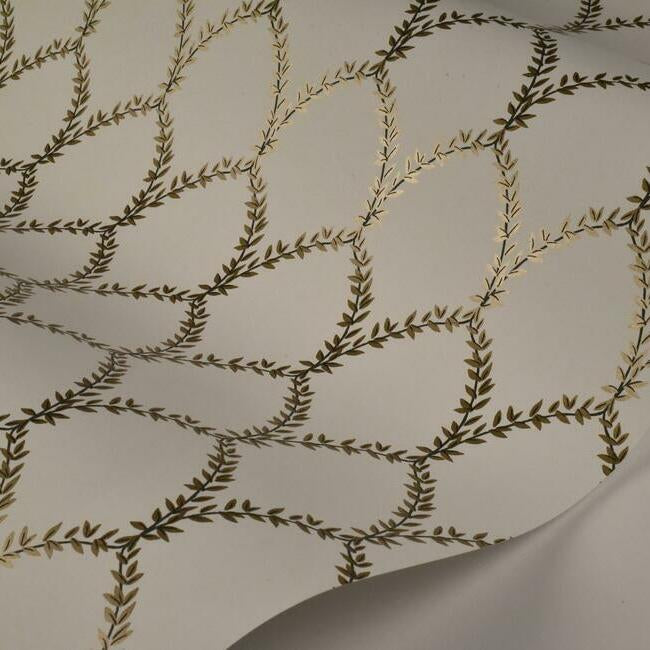 Rifle Paper Co Laurel Wallpaper- Gold & White RI5176