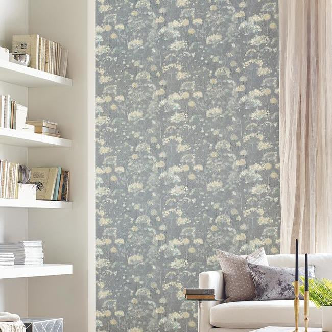 Candice Olson's Botanical Fantasy Wallpaper- Grey/Light Blue NA0541