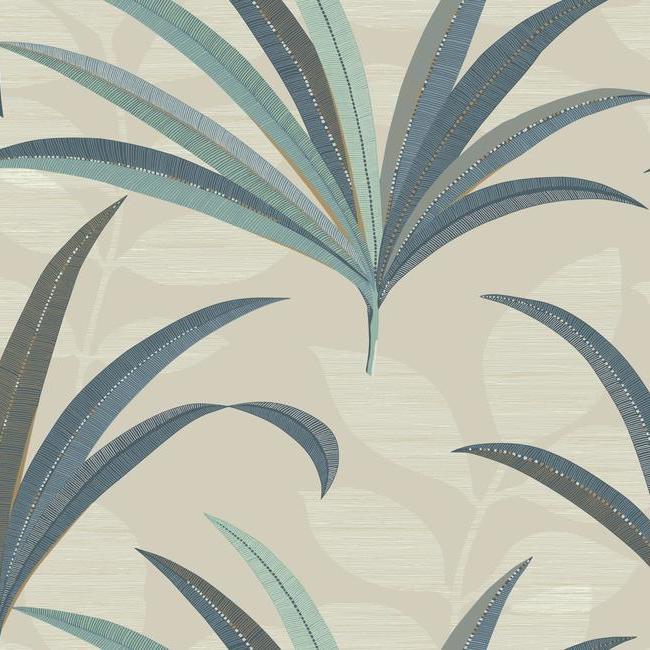 Blue El Morocco Palm Leaf Wallpaper, CA1552