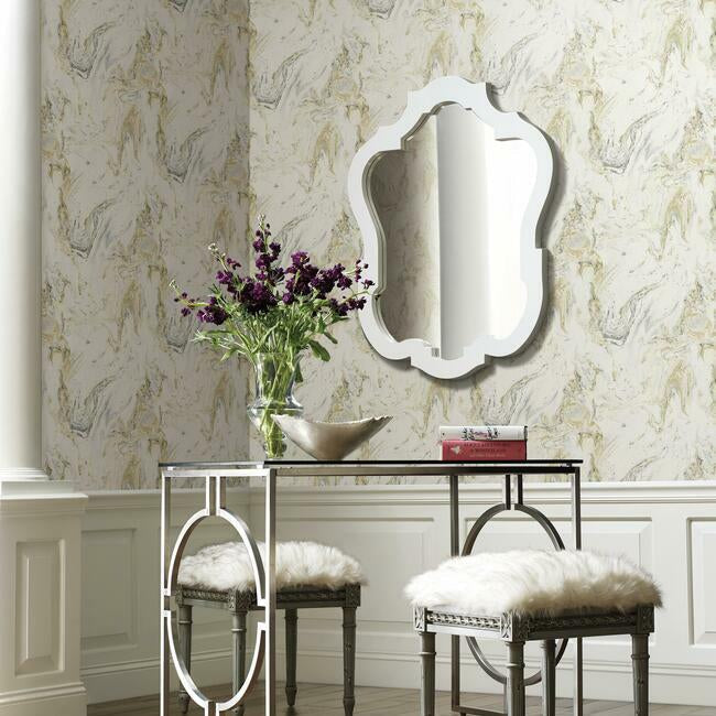 Oil & Marble Wallpaper- White/Black/Gold Y6231201