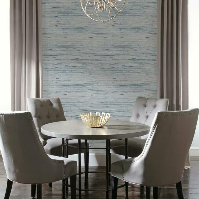 Lustrous Faux Grasscloth Wallpaper- Light Blue Y6201603