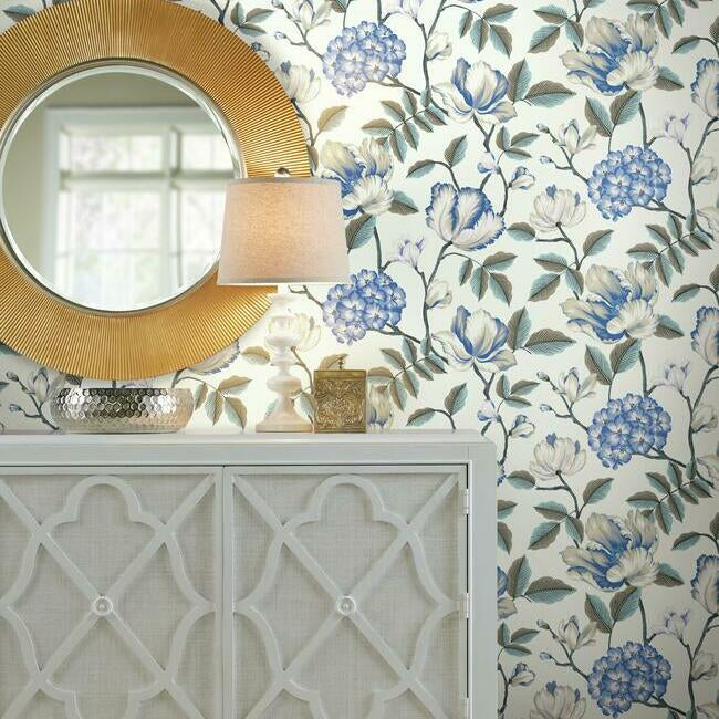 Grandmillennial Morning Garden White York Wallpaper GR5903