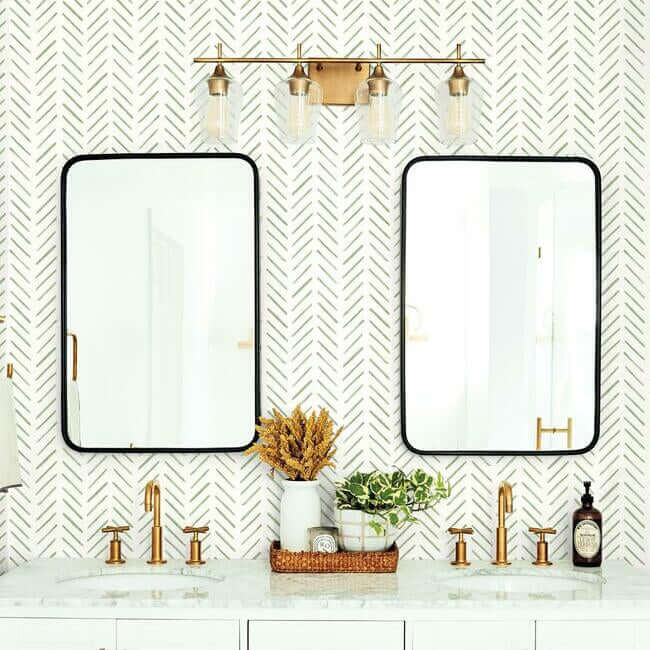 Painted Herringbone Wallpaper- Fern CV4452
