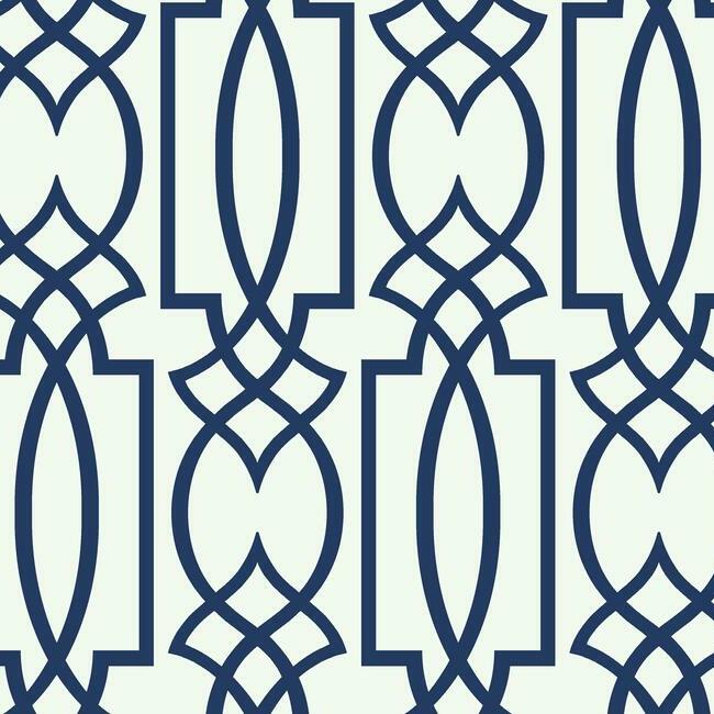 York Large Navy Lattice Wallpaper CM2383