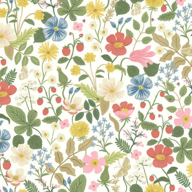 Rifle Paper Co Strawberry Fields Wallpaper- White RP7354