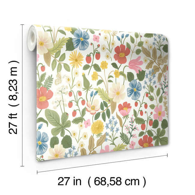 Rifle Paper Co Strawberry Fields Wallpaper- White RP7354