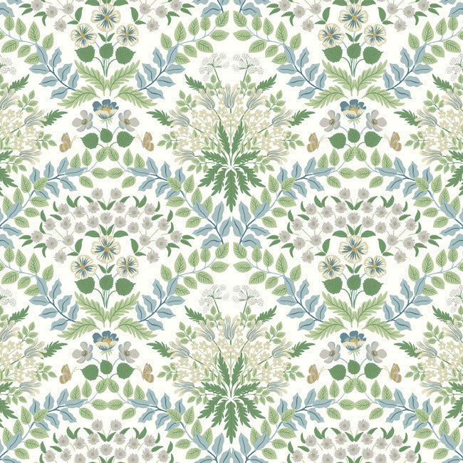 Rifle Paper Co Bramble Wallpaper- Blue/Green RP7323