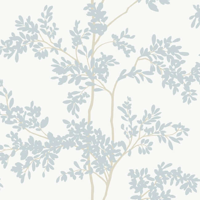 Lunaria Silhouette Wallpaper- White/Cloud Blue BL1802