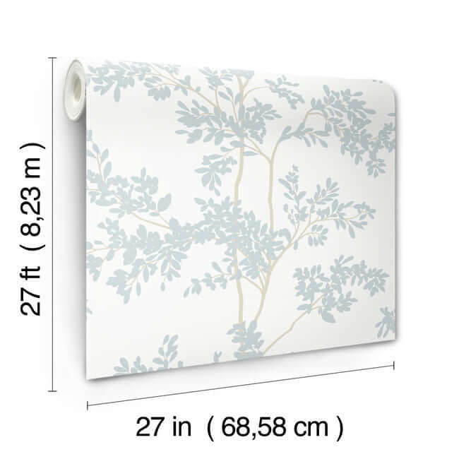 Lunaria Silhouette Wallpaper- White/Cloud Blue BL1802