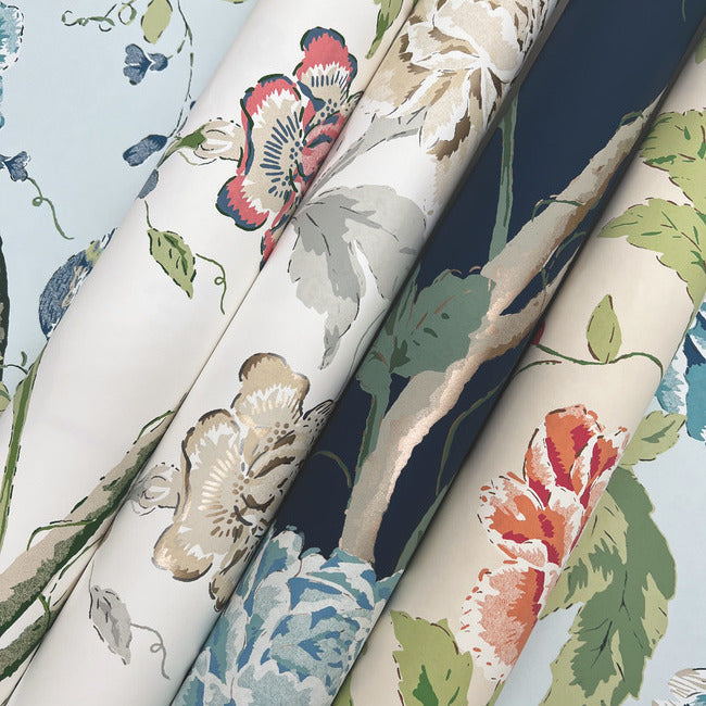 York Teahouse Floral Wallpaper- Navy BL1782