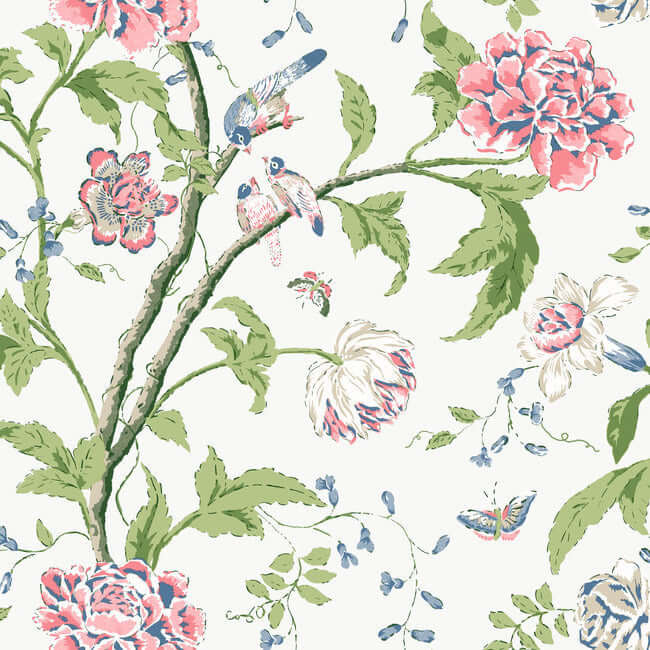Teahouse Floral Wallpaper- White/Blush BL1785