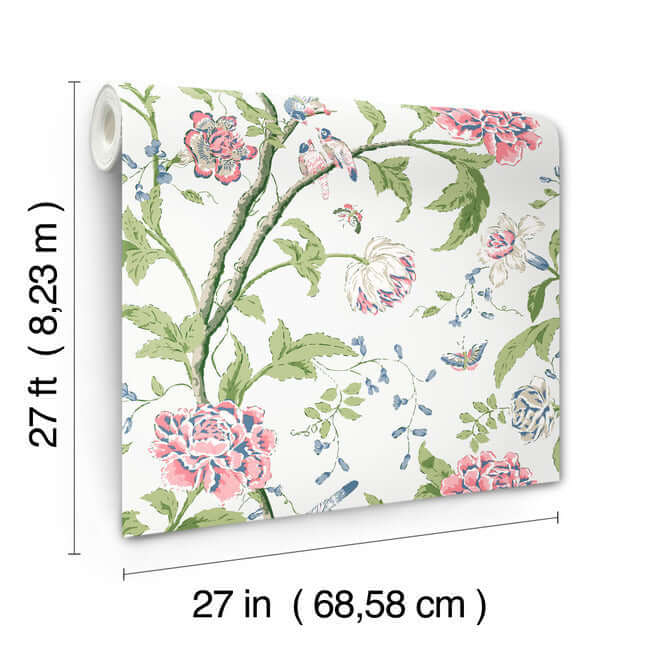 Teahouse Floral Wallpaper- White/Blush BL1785