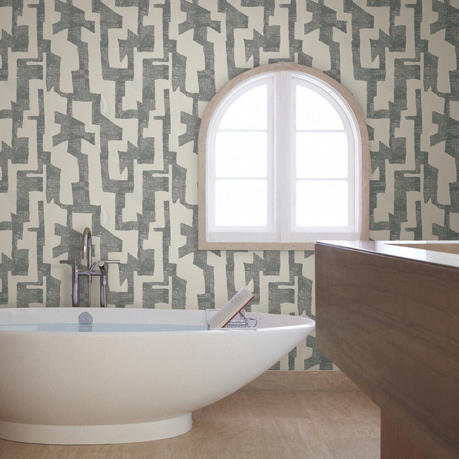 Nikki Chu Modern Tribal Wallpaper- Linen/Charcoal AG2101