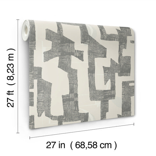 Nikki Chu Modern Tribal Wallpaper- Linen/Charcoal AG2101