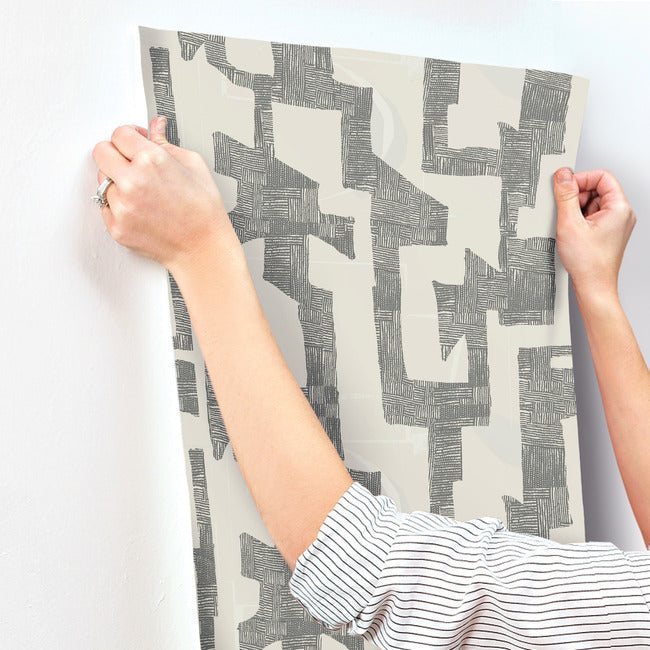 Nikki Chu Modern Tribal Wallpaper- Linen/Charcoal AG2101