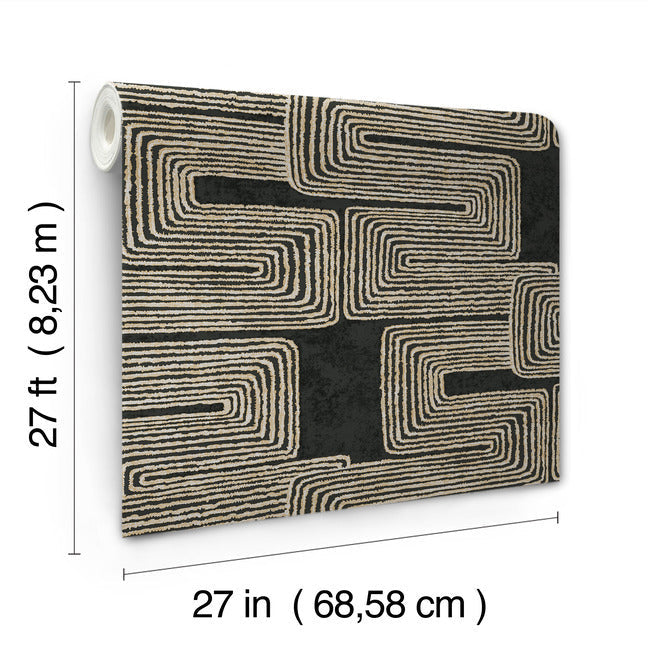 Nikki Chu Zulu Thread Wallpaper- Black/Gold AG2032