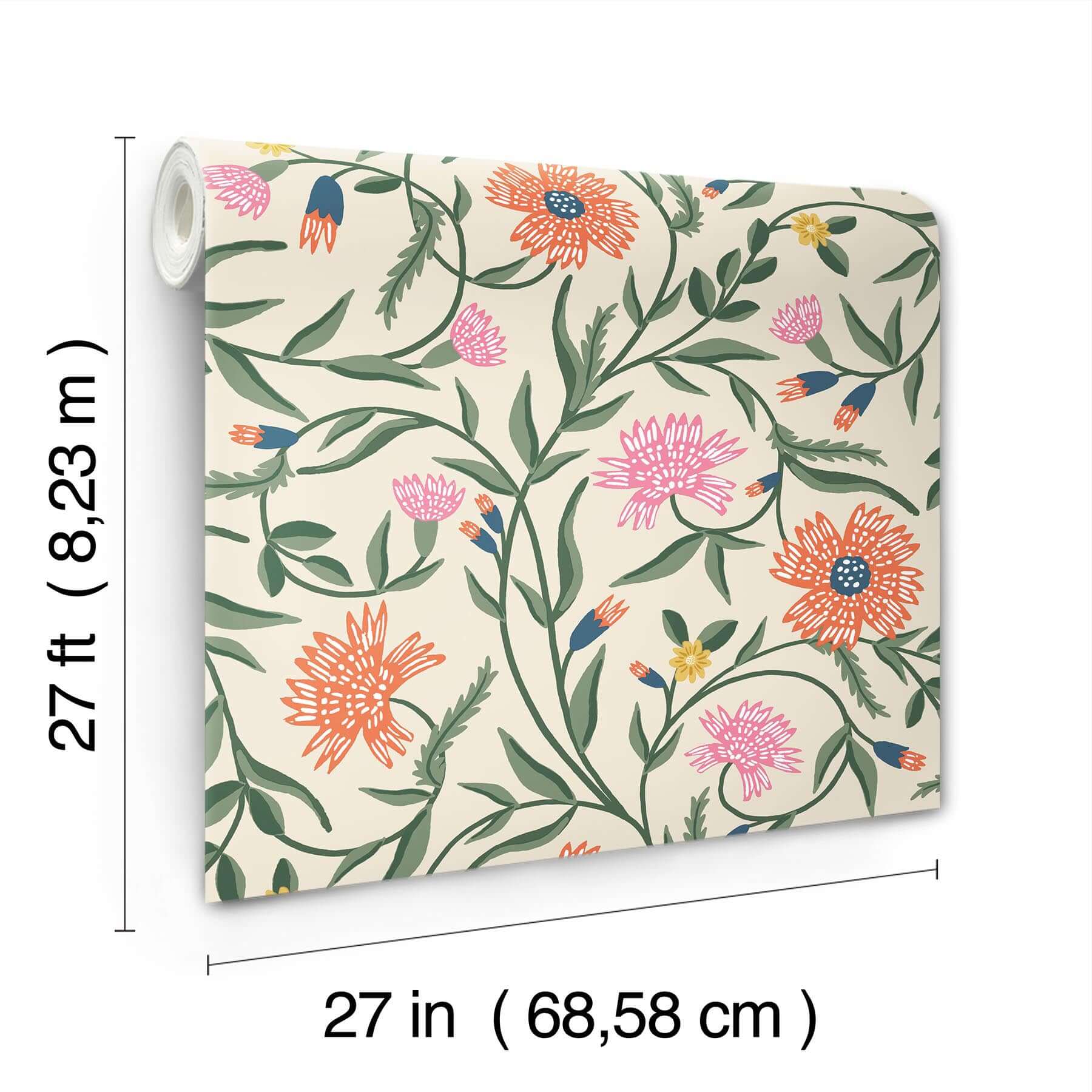 Rifle Paper Co Aster Wallpaper- Linen & Coral RF7433