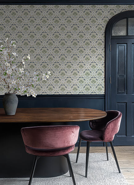 Woodbury Blue Floral Damask Wallpaper 4173-27632/FD27632