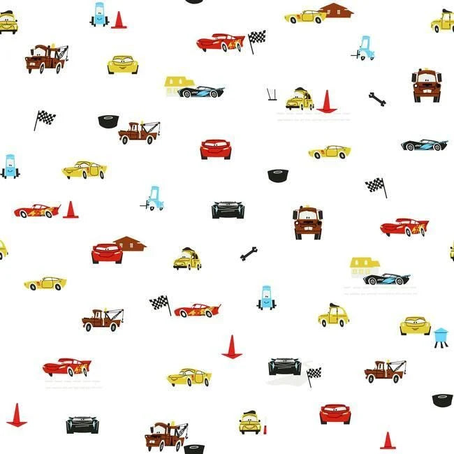 Disney and Pixar Cars Racing Spot Wallpaper- White DI0921