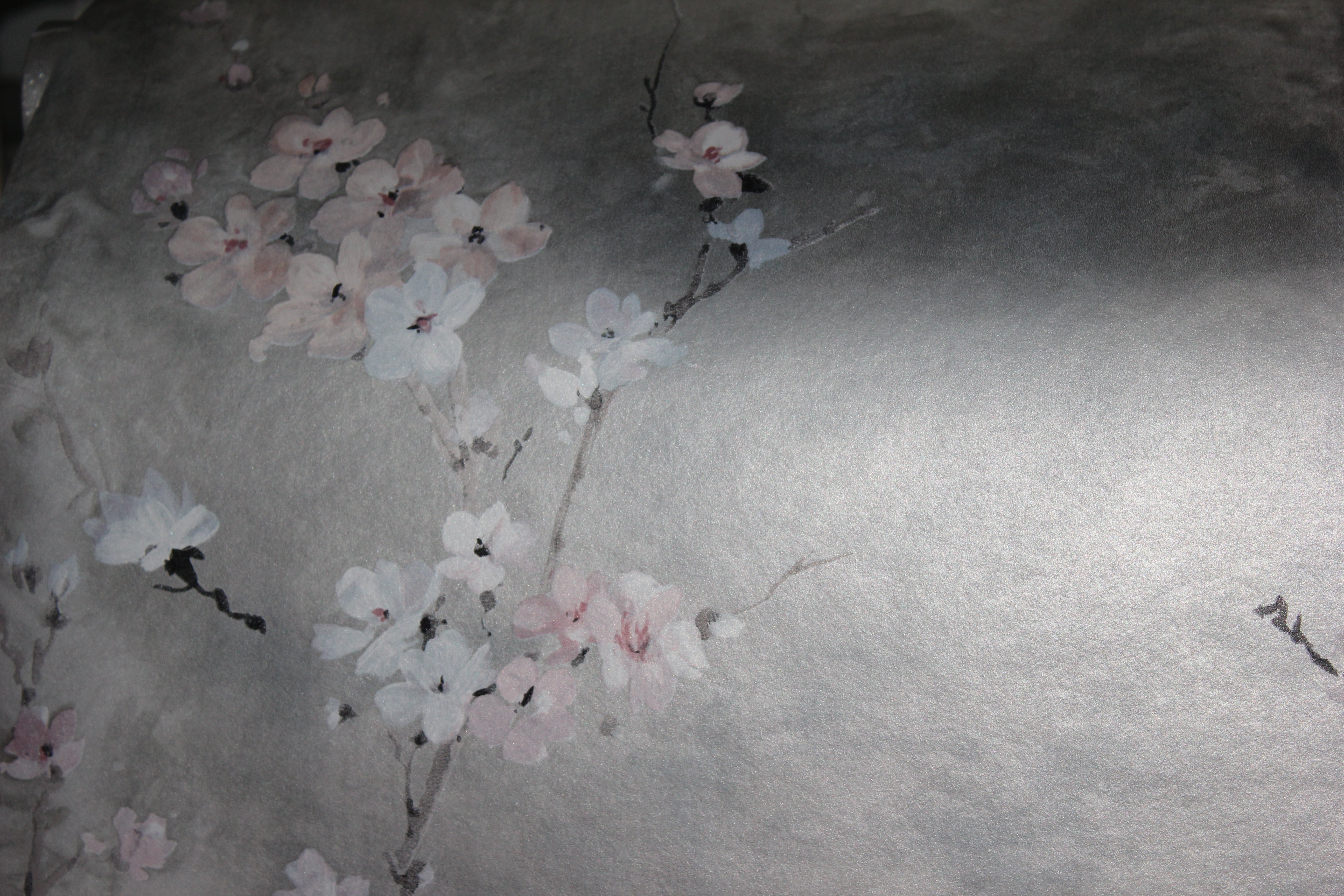 Carl Robinson Silver Cherry Blossom Chinoiserie Wallpaper CB90208