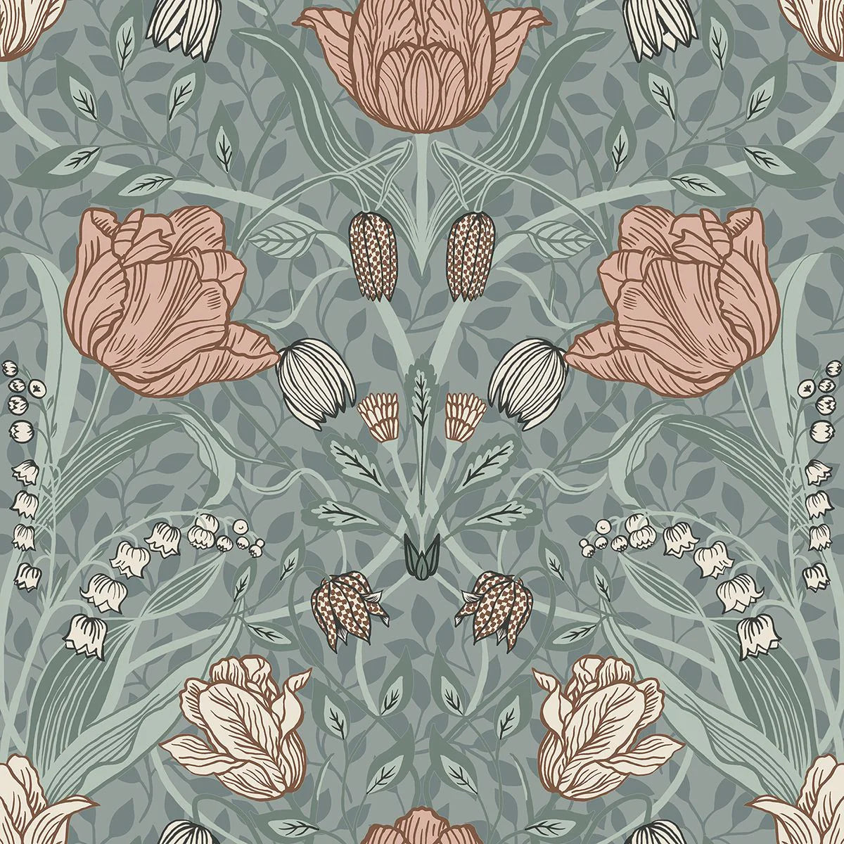 Tulipa Sage Floral Wallpaper 2948-33010