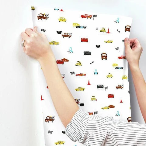 Disney and Pixar Cars Racing Spot Wallpaper- White DI0921