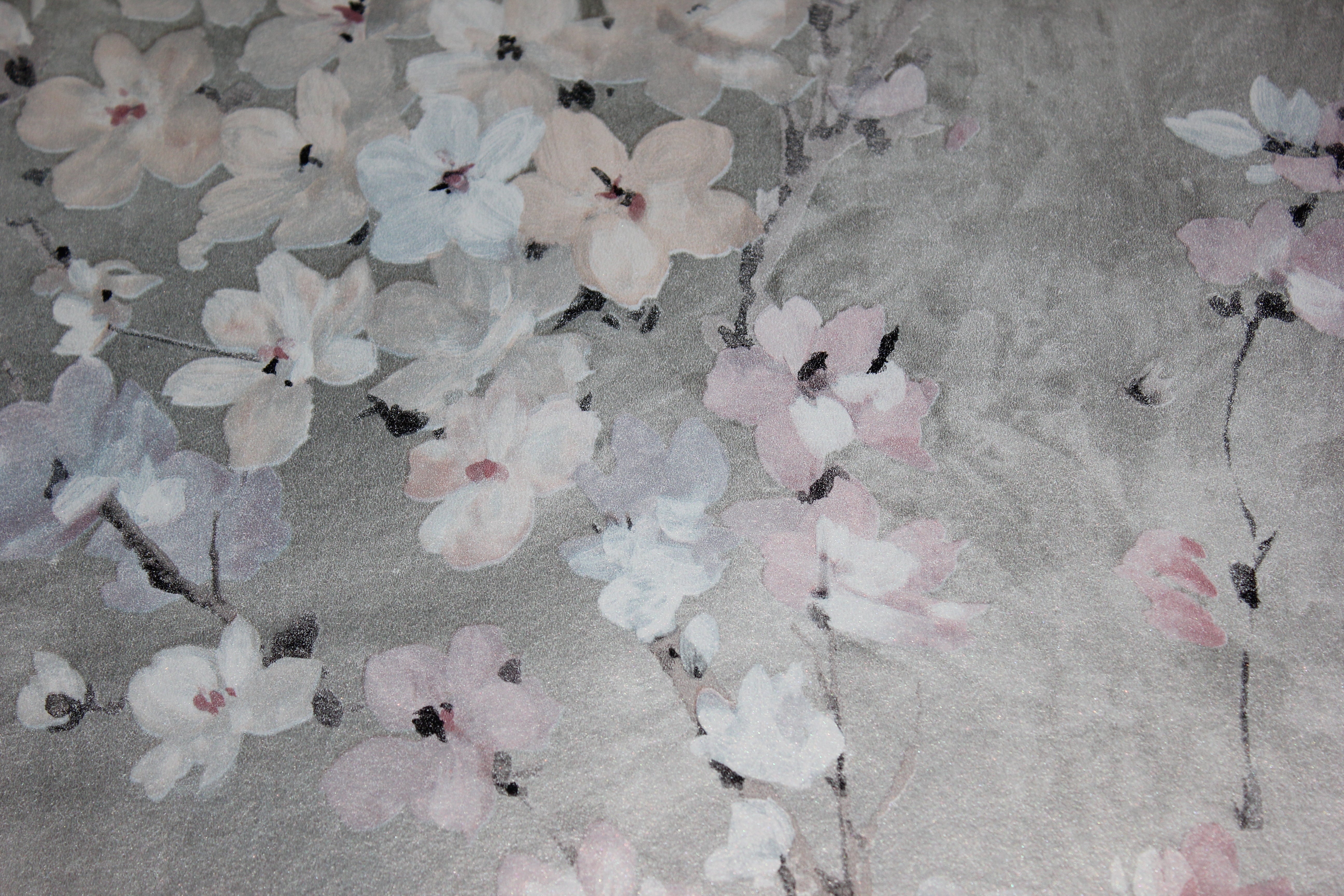 Carl Robinson Silver Cherry Blossom Chinoiserie Wallpaper CB90208