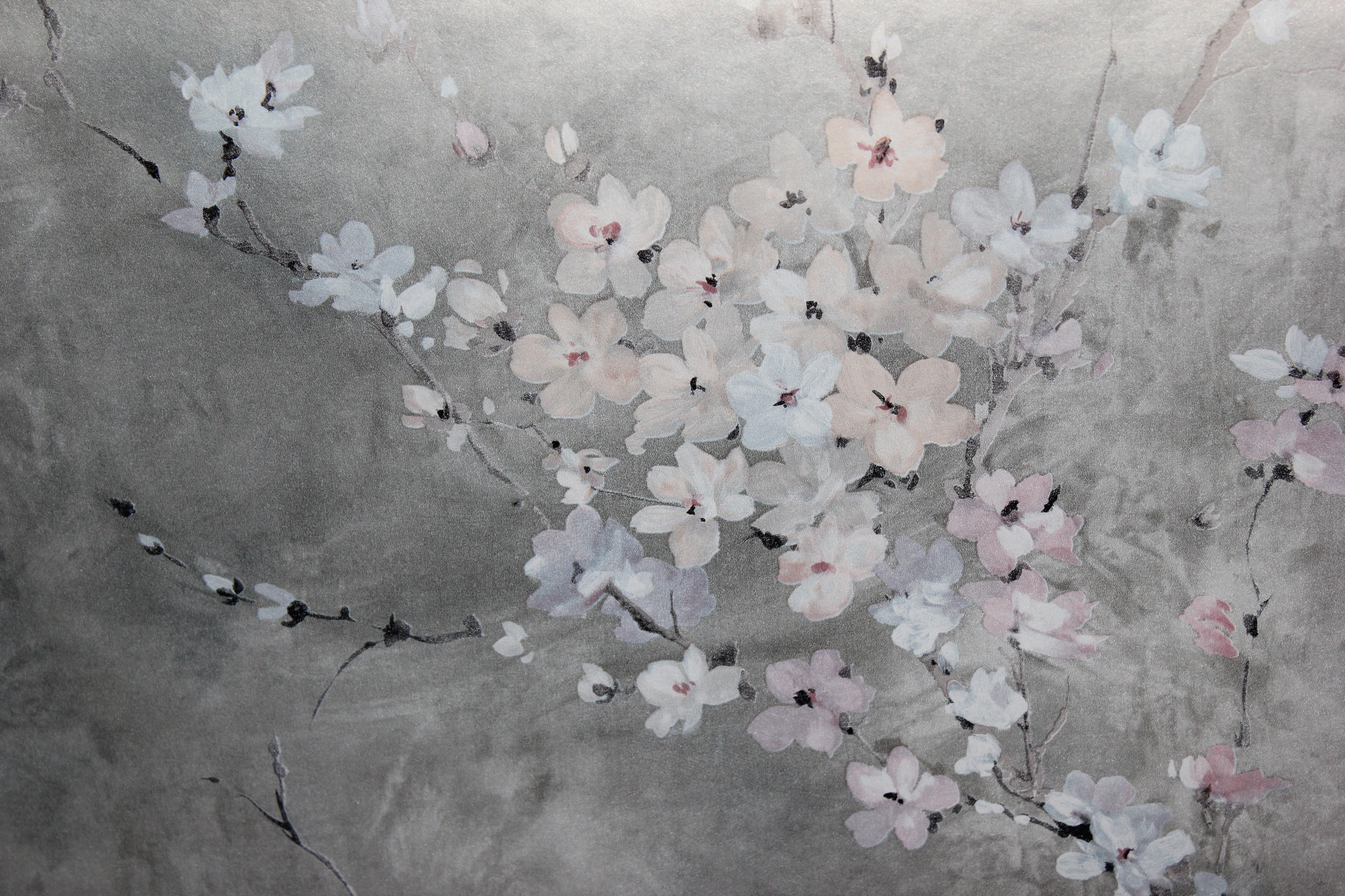 Carl Robinson Silver Cherry Blossom Chinoiserie Wallpaper CB90208