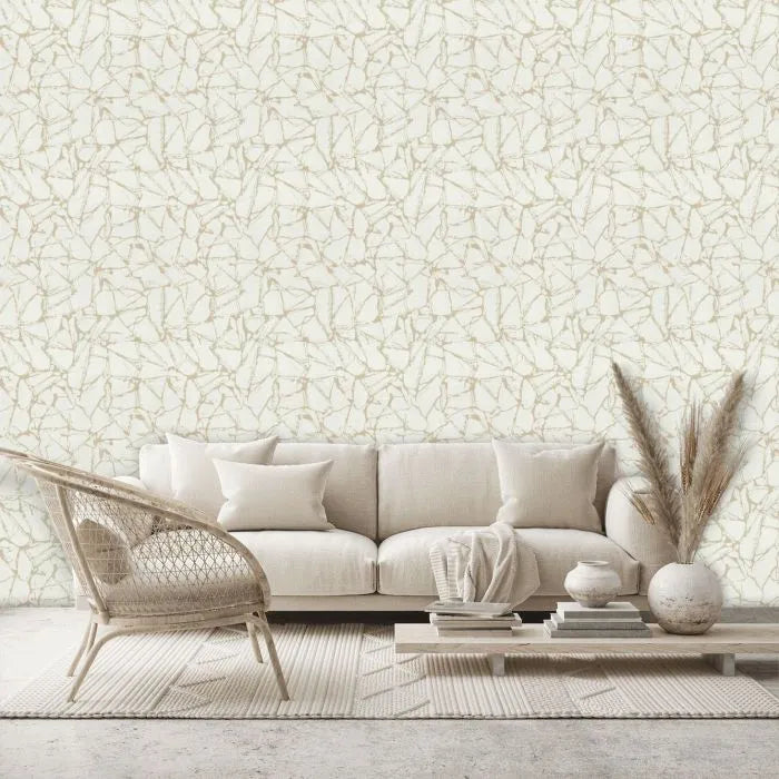 1703-111-06 - Camellia Shattered Glass Effect Natural 1838 Wallpaper