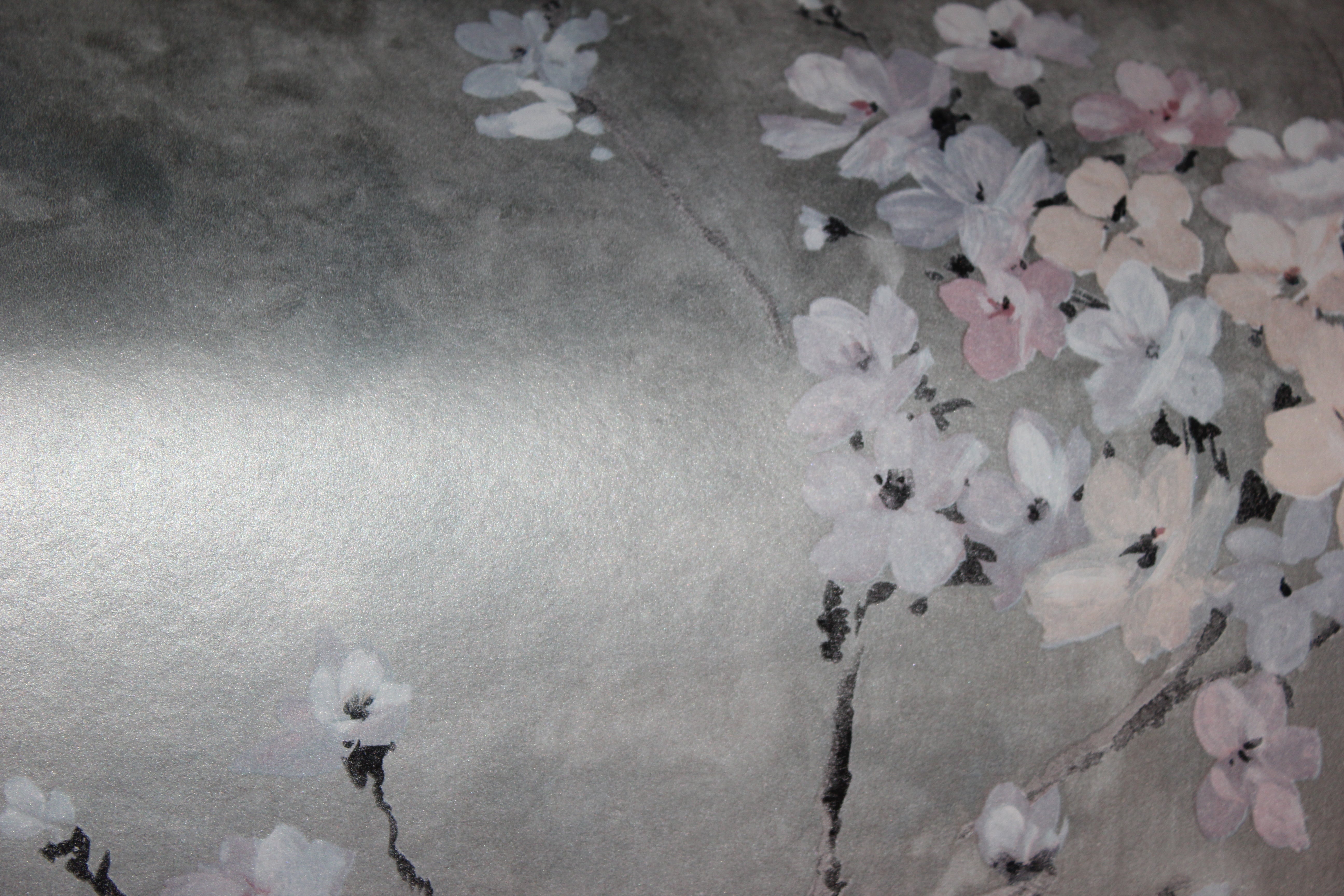 Carl Robinson Silver Cherry Blossom Chinoiserie Wallpaper CB90208