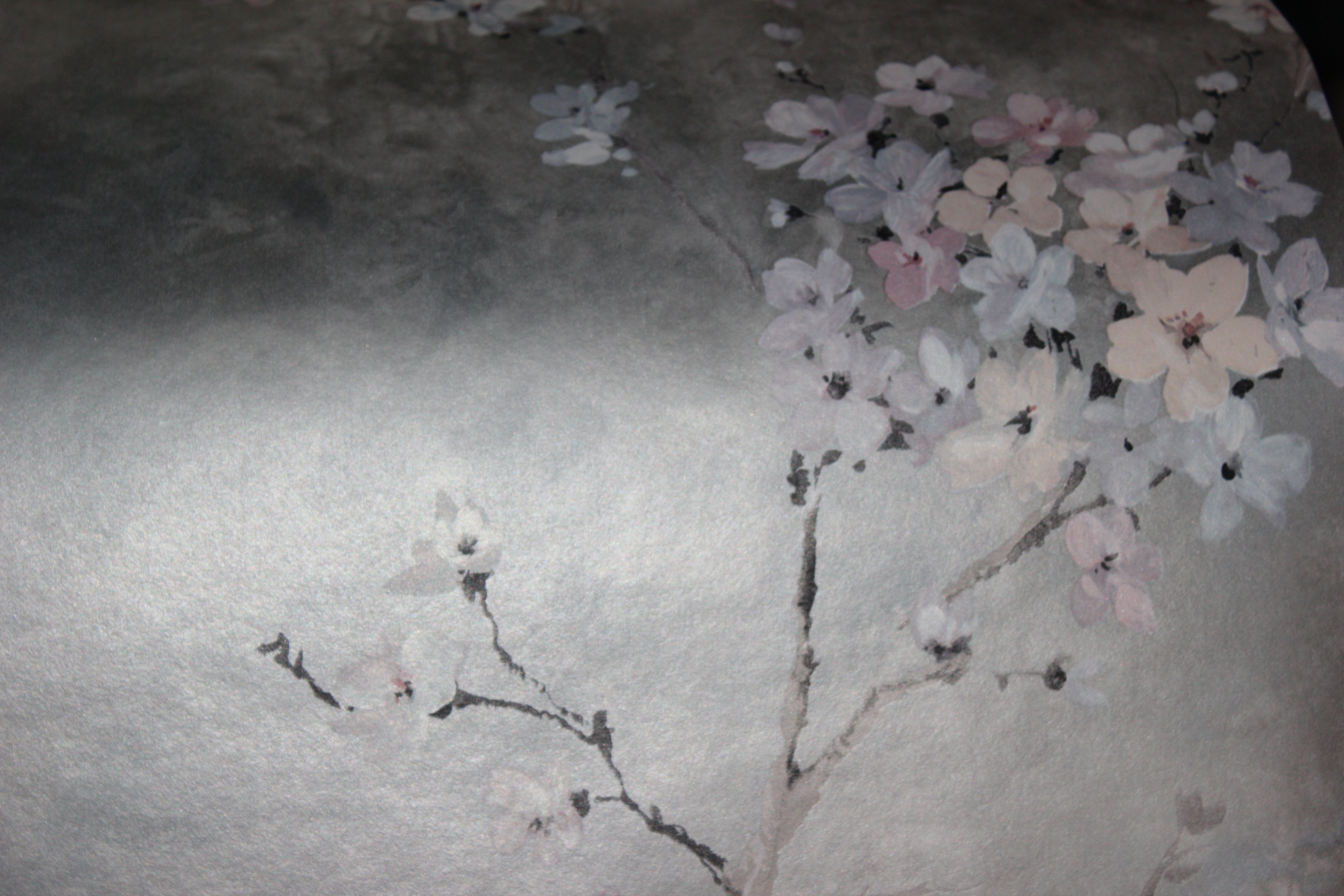 Carl Robinson Silver Cherry Blossom Chinoiserie Wallpaper CB90208