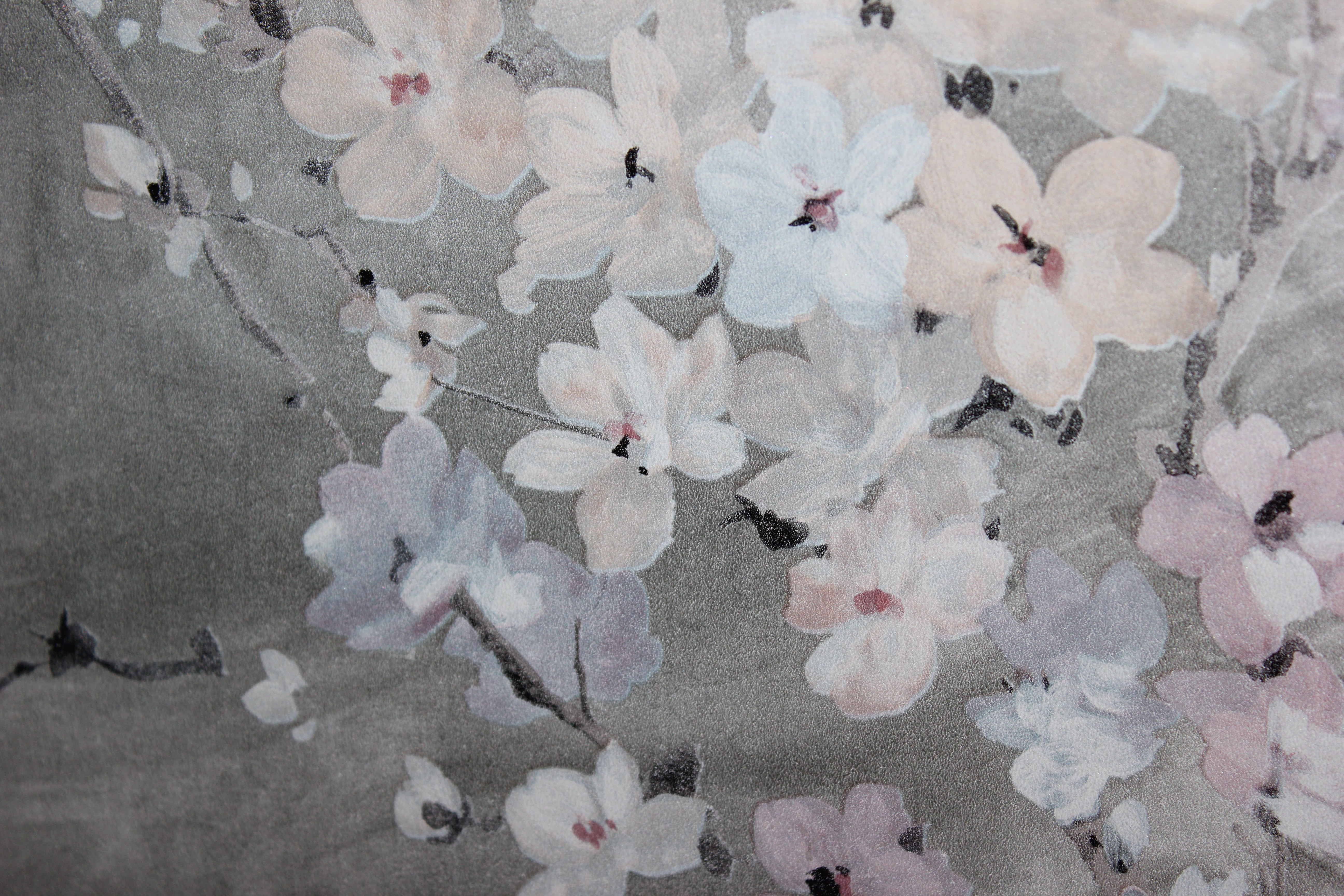 Carl Robinson Silver Cherry Blossom Chinoiserie Wallpaper CB90208