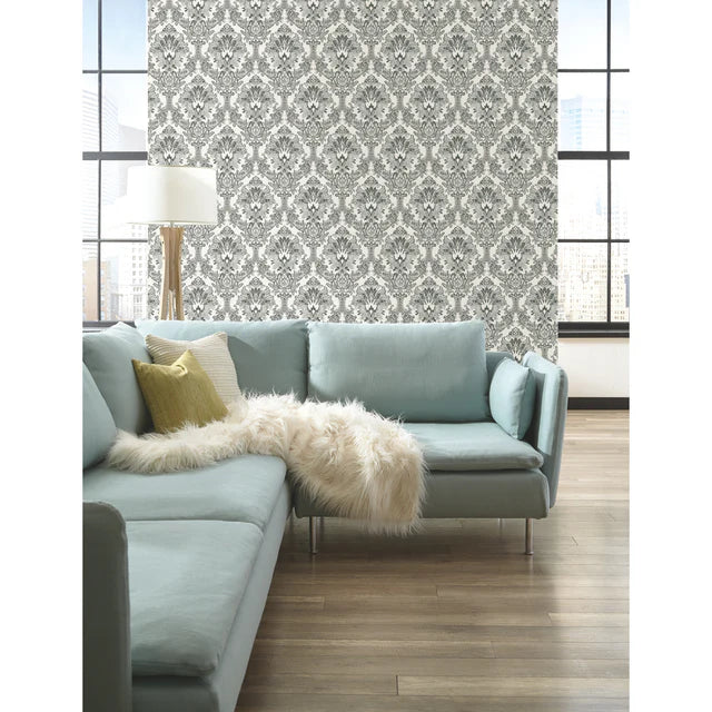 York  Bold Brocade Black Wallpaper CL2503