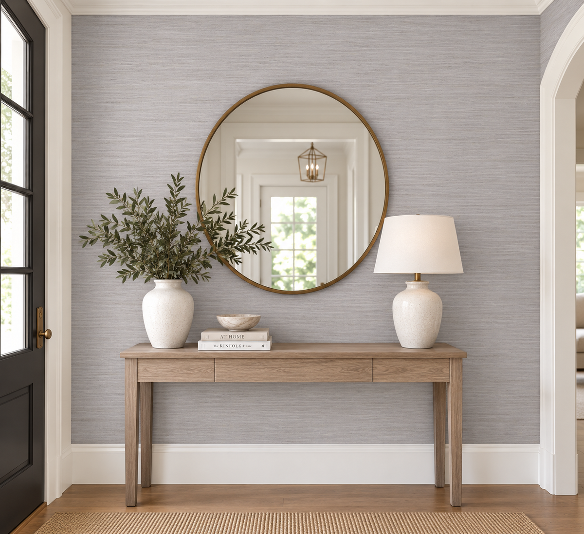 Thibaut Natural Metal Grey Grasscloth T3647